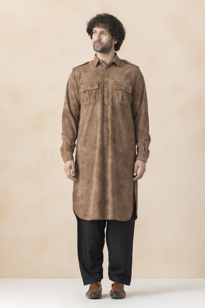 Soil brown pathani set for men