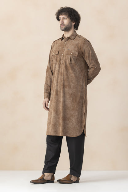 Soil brown pathani set for men