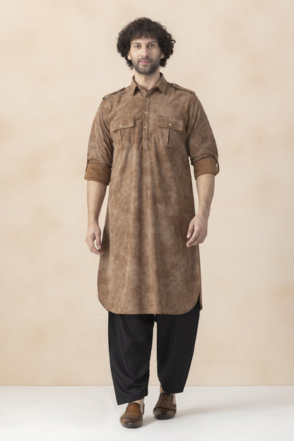 Soil brown pathani set for men
