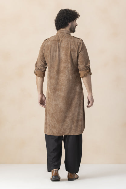 Soil brown pathani set for men