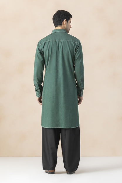 Men's teal green pathani set