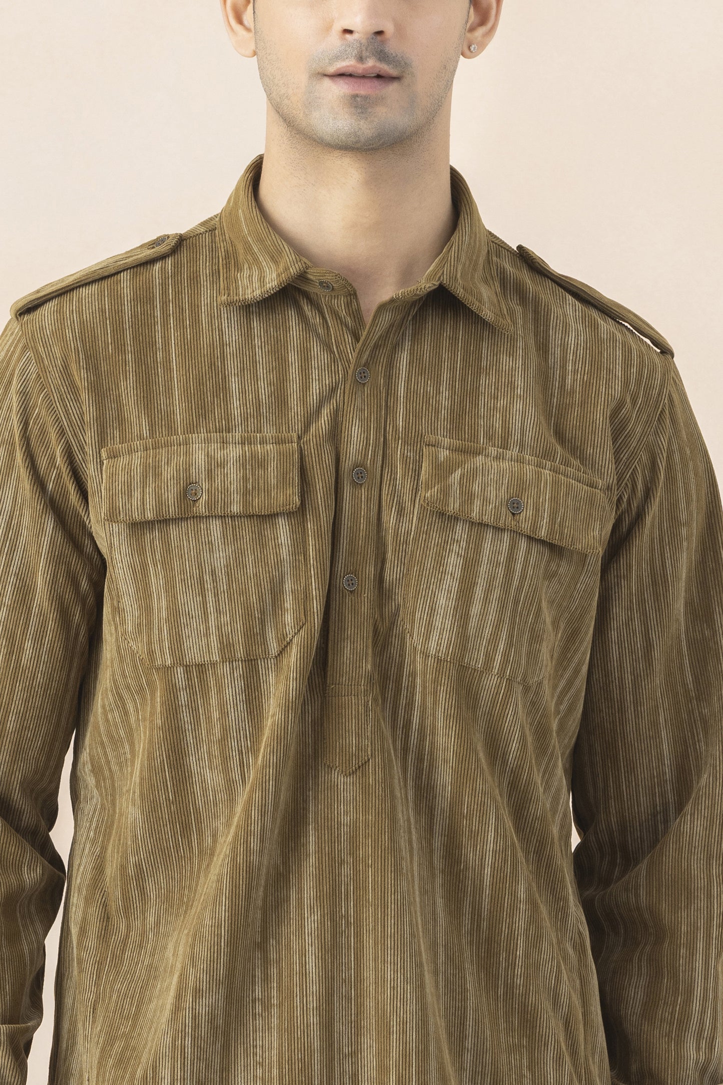 Men's olive brown pathani set