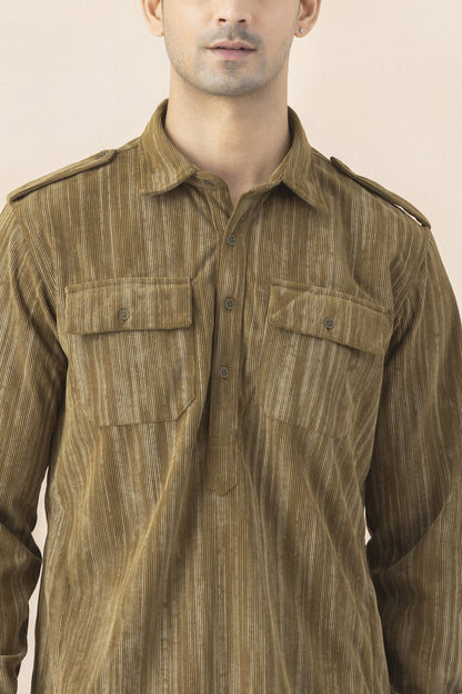 Men's olive brown pathani set