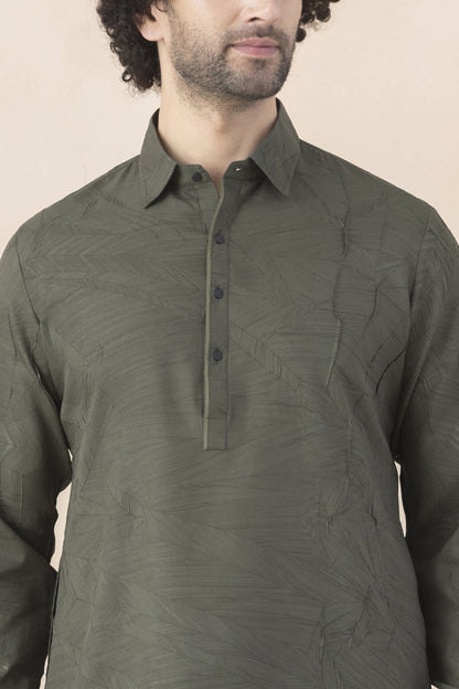Men's olive green pathani set