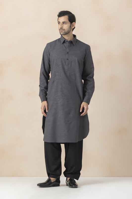 Men's grey pathani set