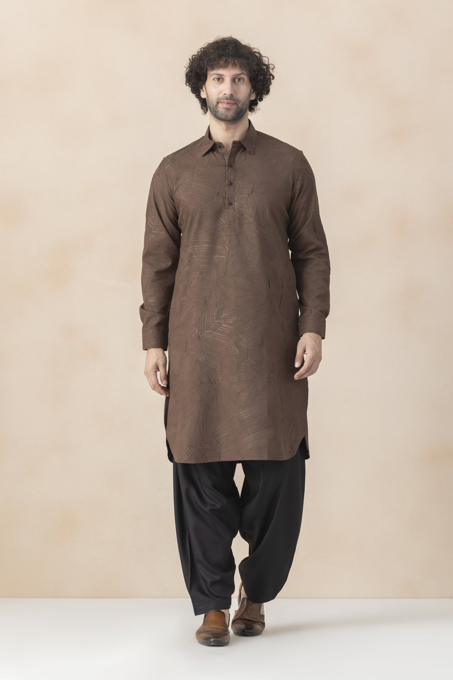 Men's brown pathani set