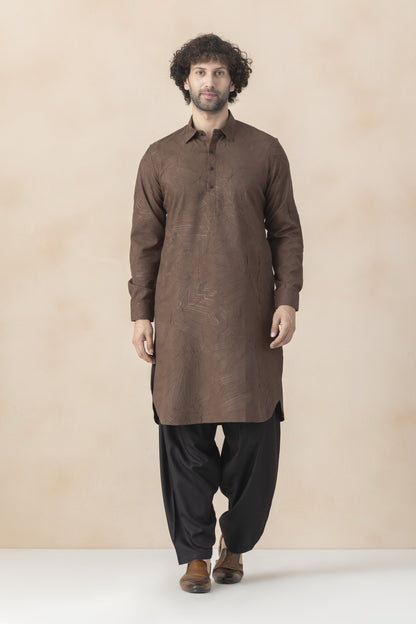 Men's brown pathani set