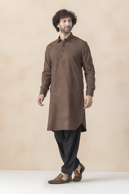 Men's brown pathani set