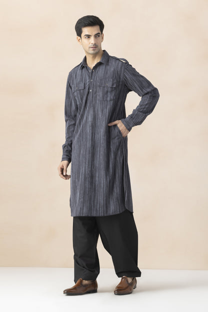 Men's grey pathani set