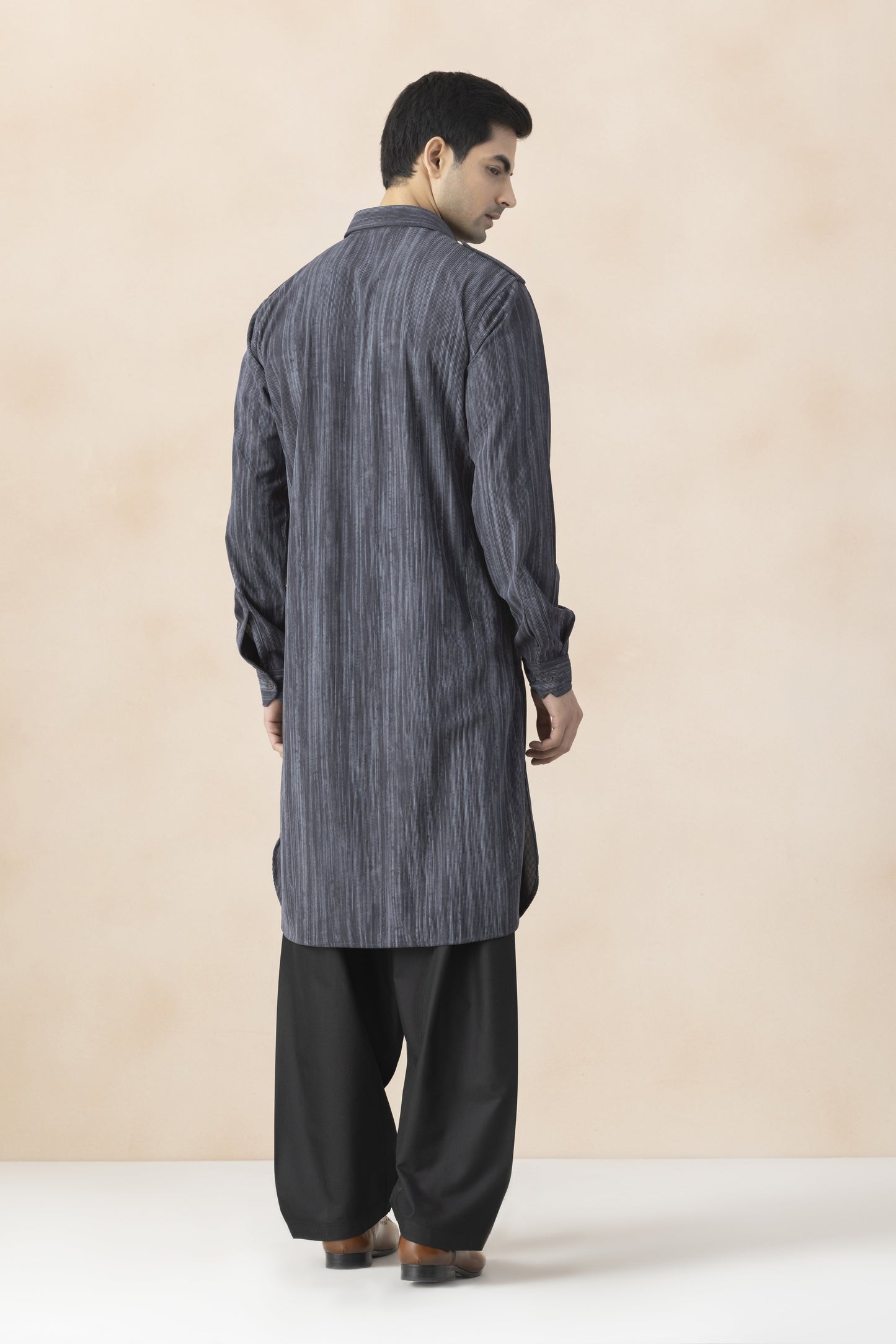 Men's grey pathani set