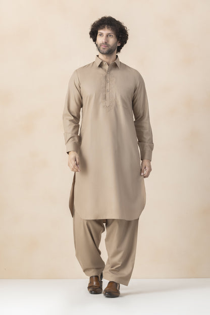 Men's light khaki pathani set