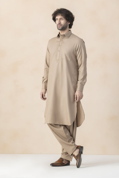 Men's light khaki pathani set