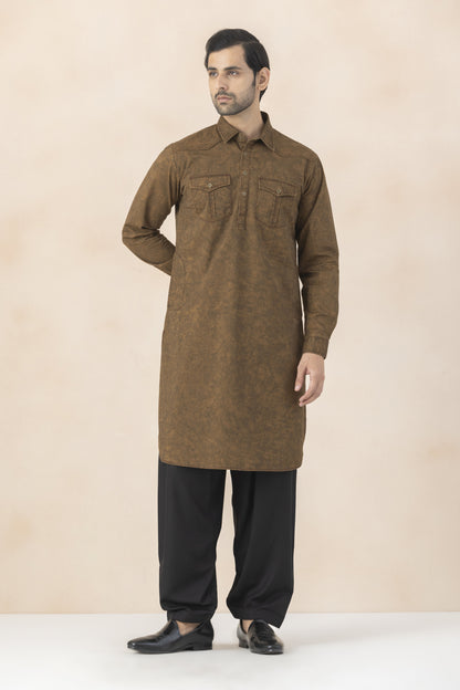 Men's rust brown pathani set
