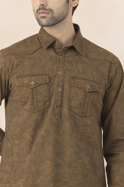 Men's rust brown pathani set