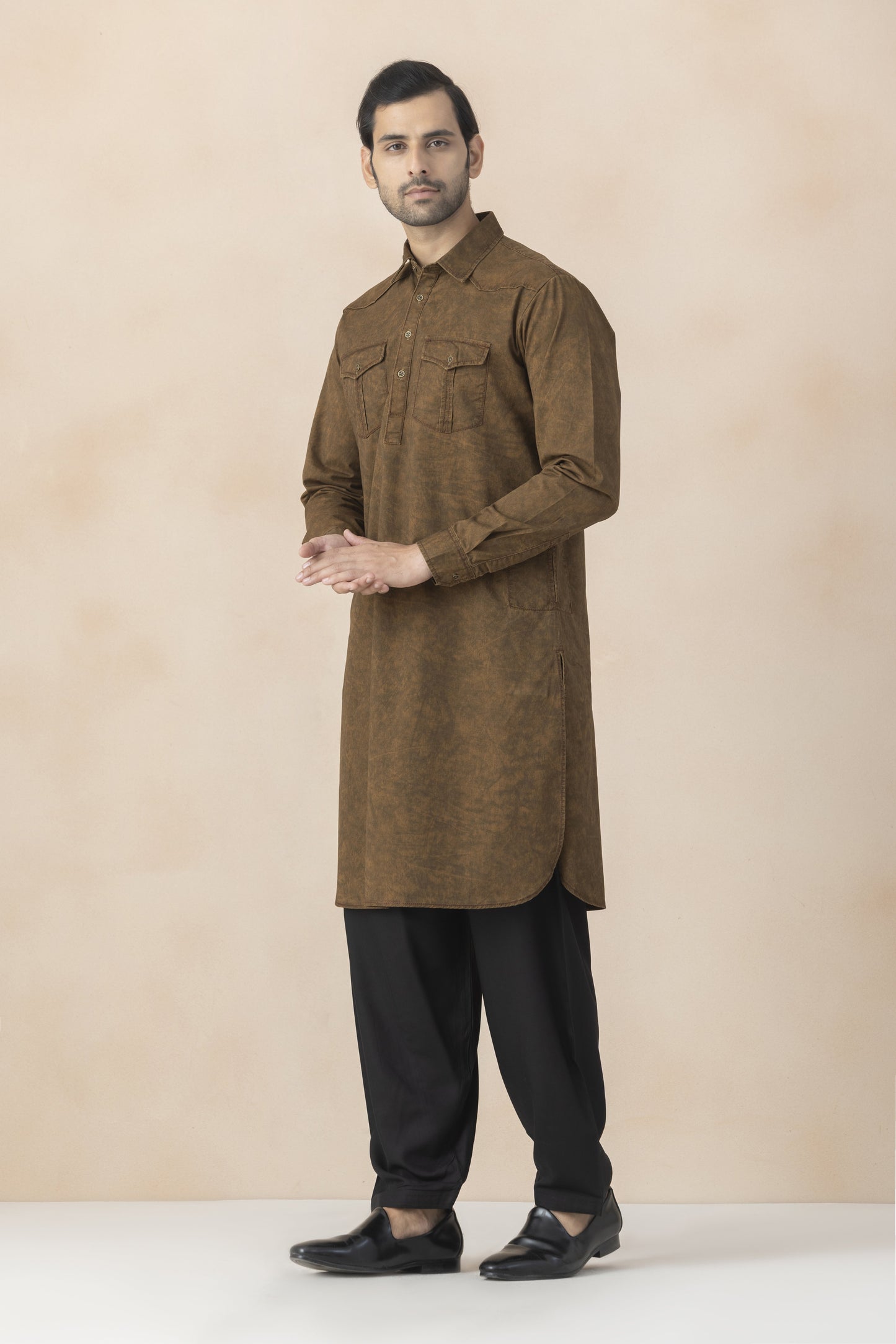 Men's rust brown pathani set
