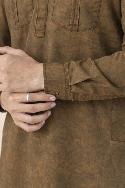 Men's rust brown pathani set