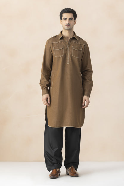 Men's brown pathani set