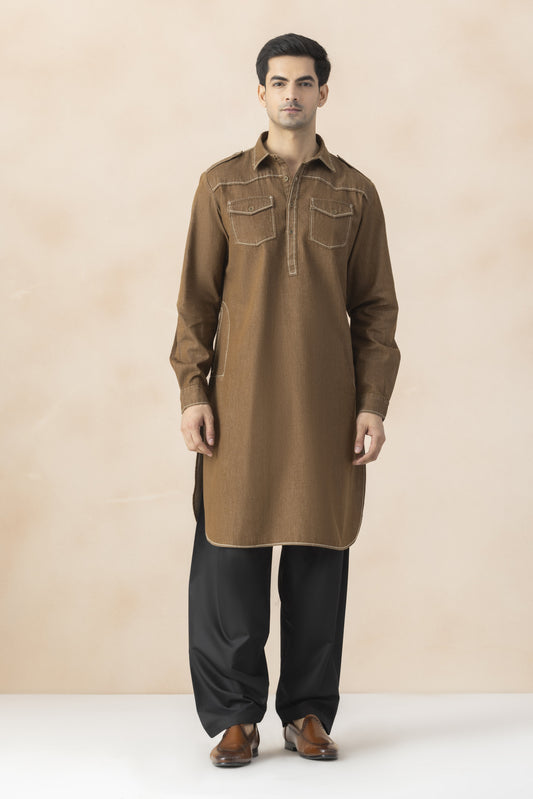 Men's brown pathani set