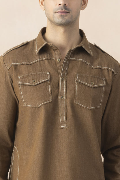 Men's brown pathani set