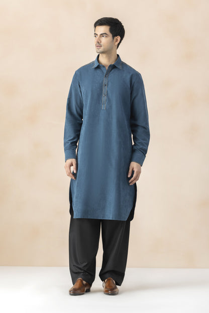Deep Teal blue pathani set for men