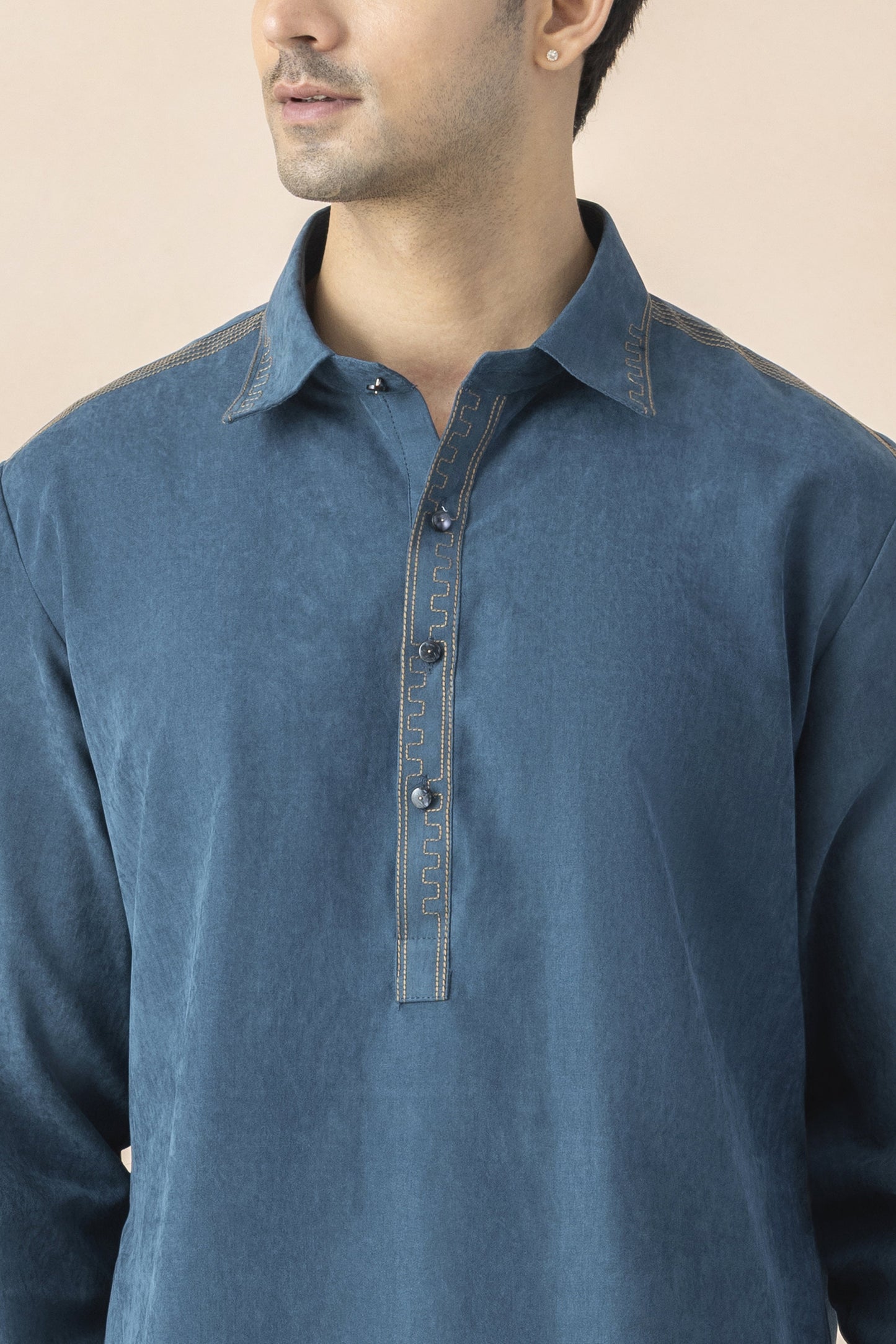Deep Teal blue pathani set for men