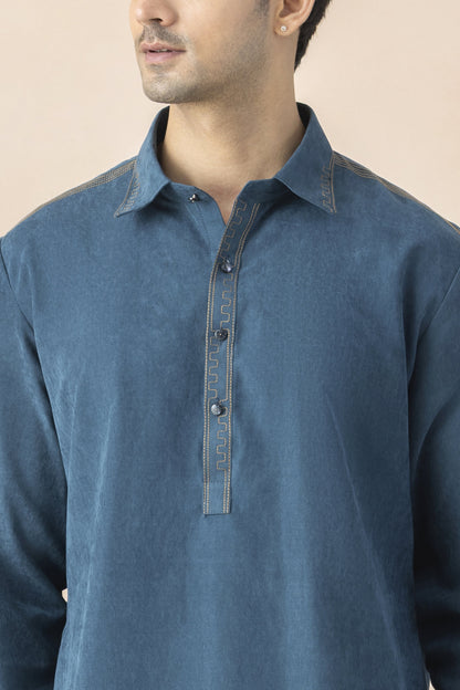 Deep Teal blue pathani set for men