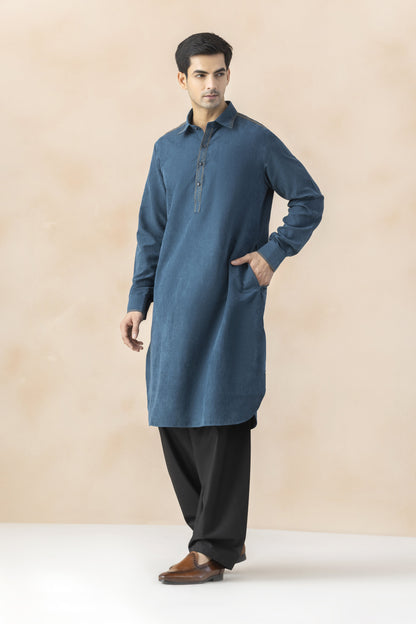 Deep Teal blue pathani set for men