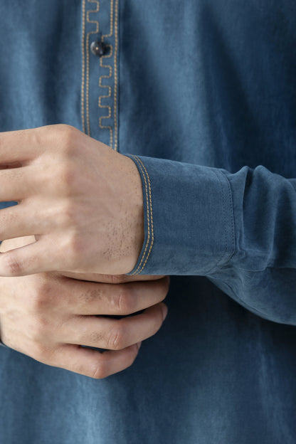 Deep Teal blue pathani set for men