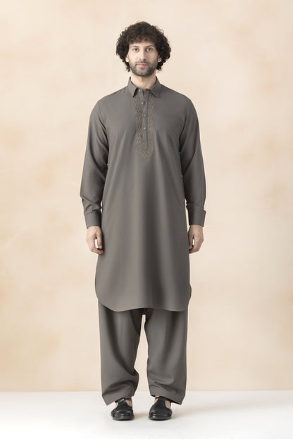 Men's taupe grey pathani set