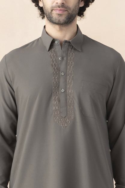 Men's taupe grey pathani set