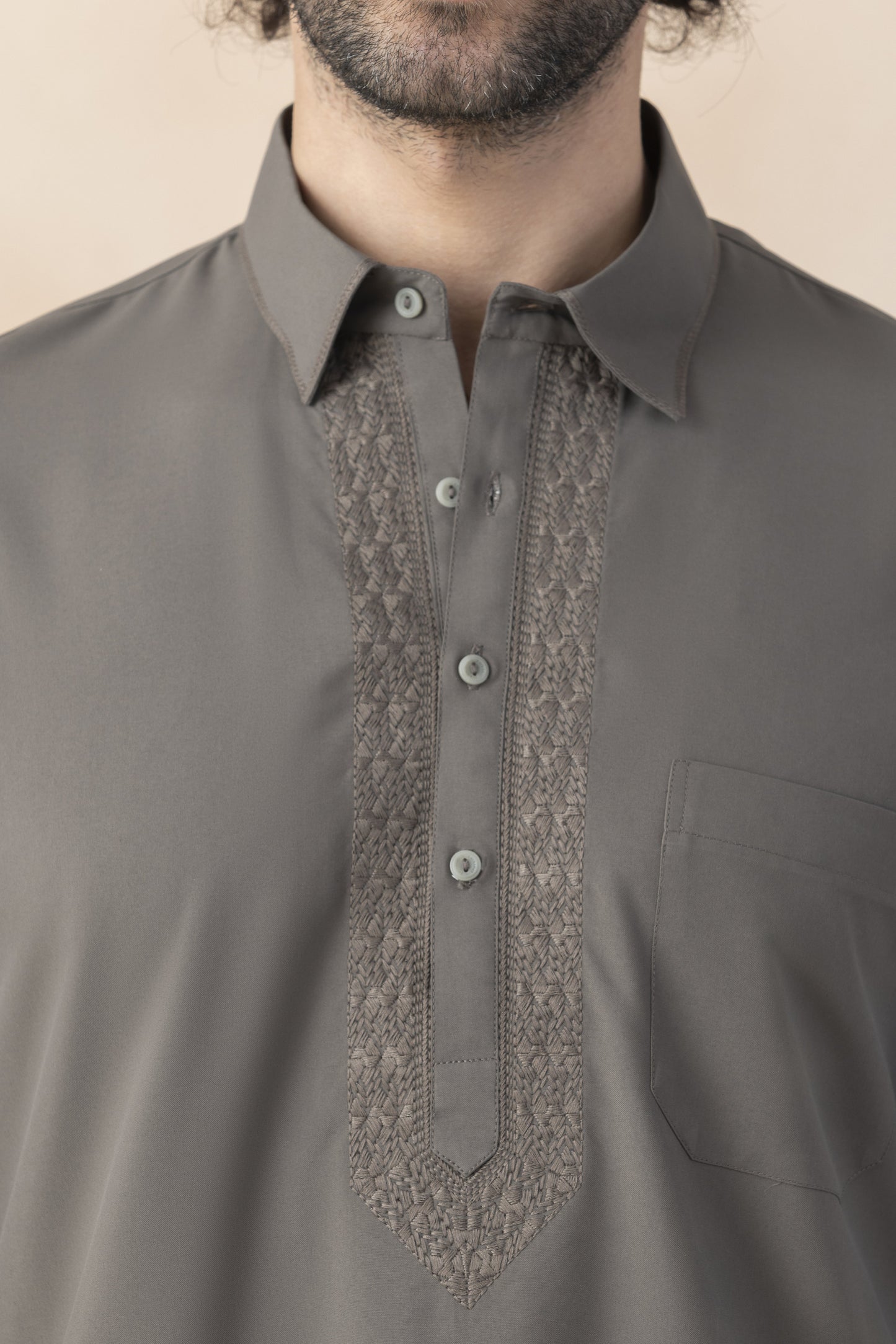 Men's taupe grey pathani set