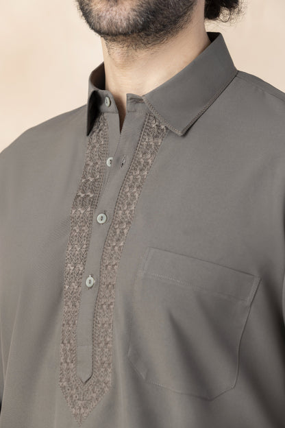 Men's taupe grey pathani set