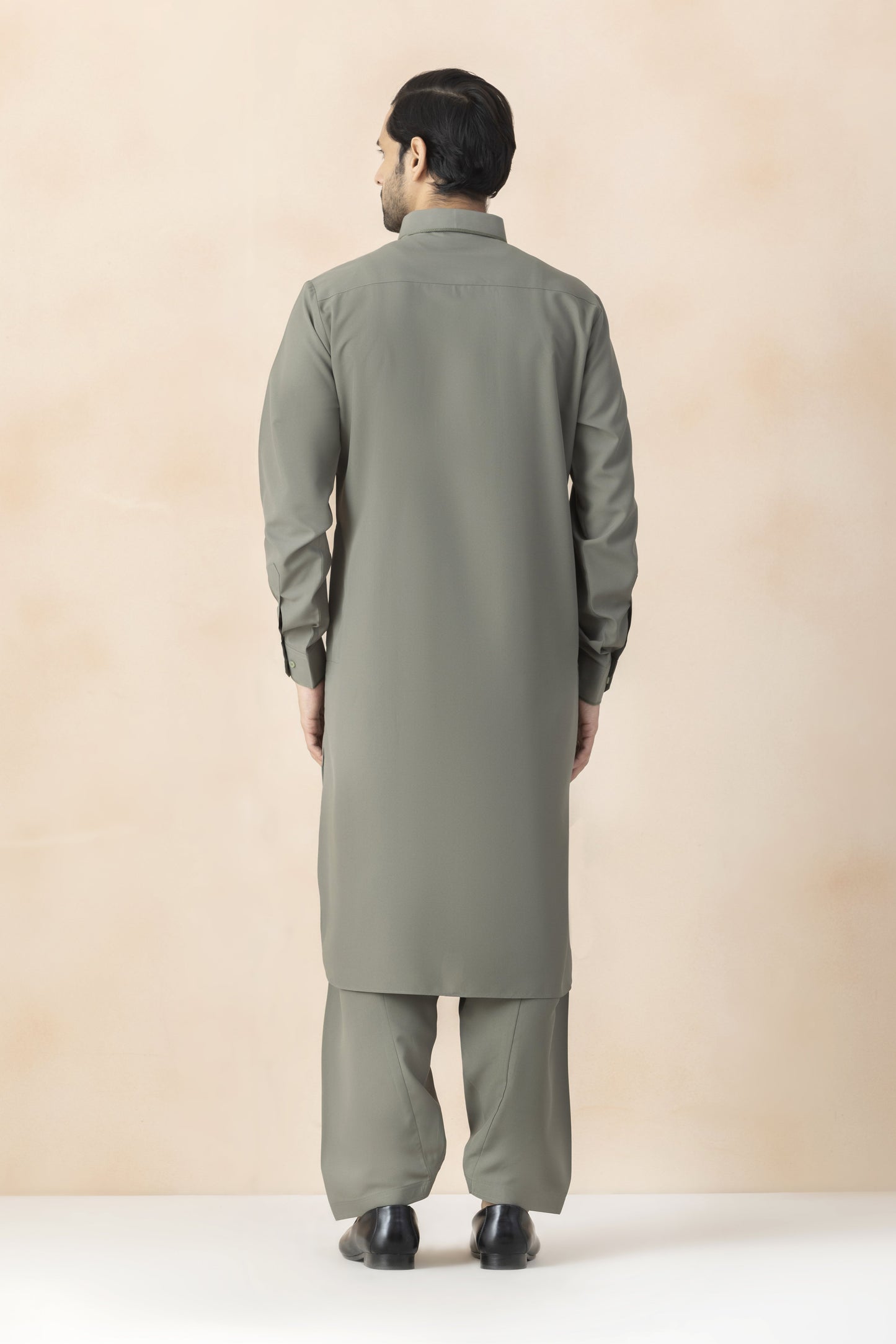 Muted olive grey pathani for men