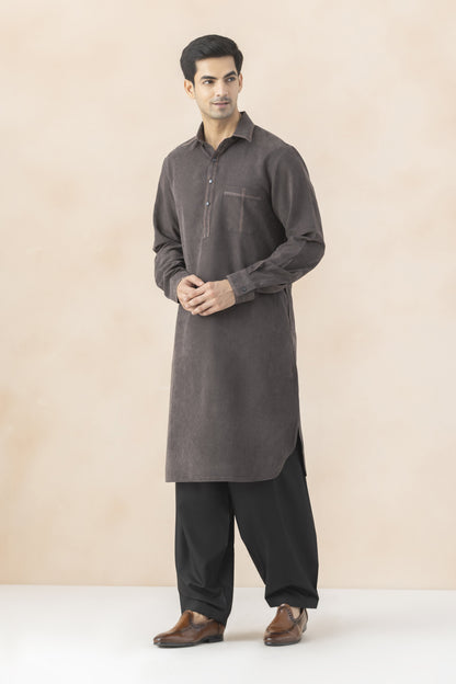 Charcoal brown pathani set for men