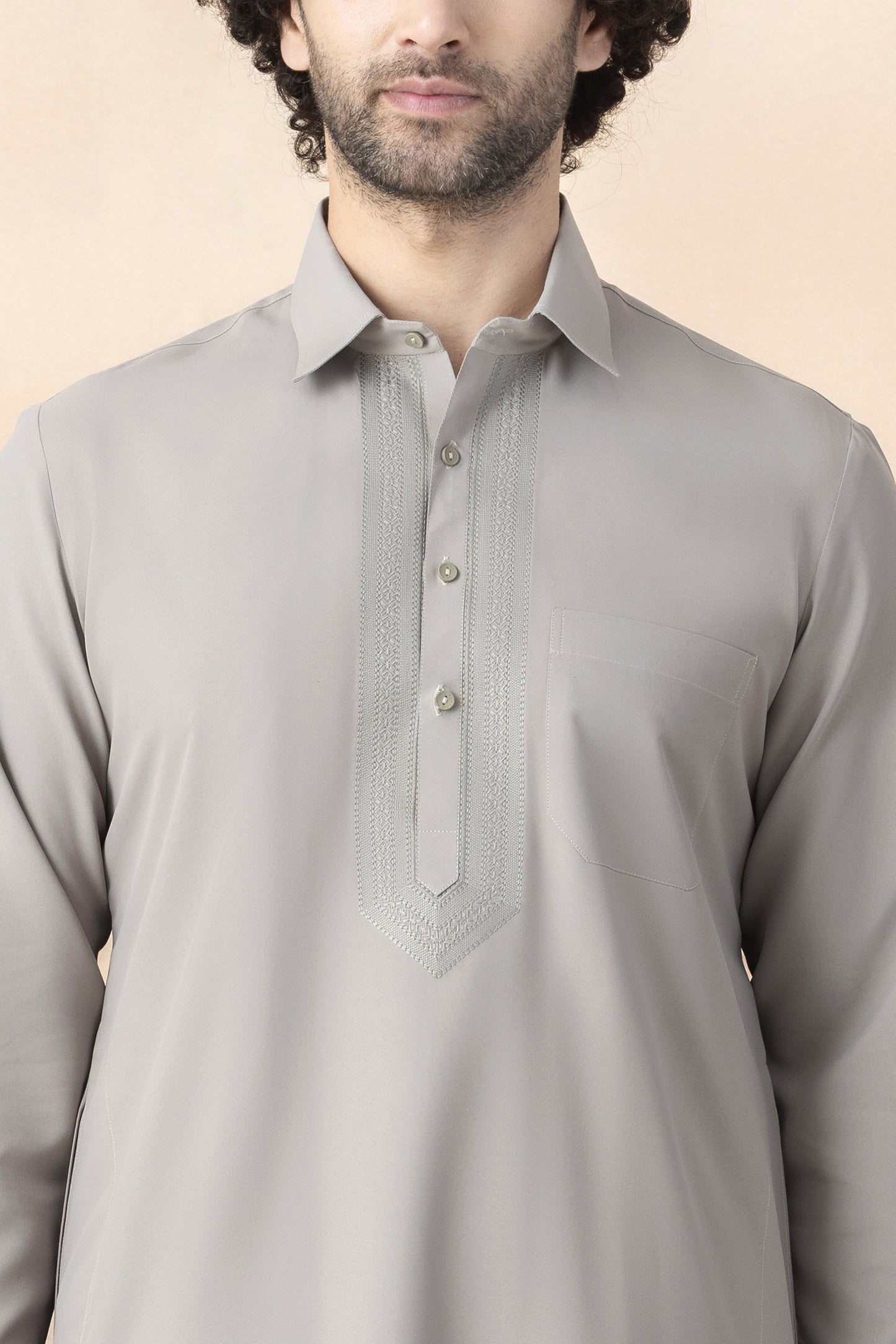 Dove grey pathani set for men