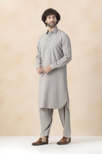 Dove grey pathani set for men