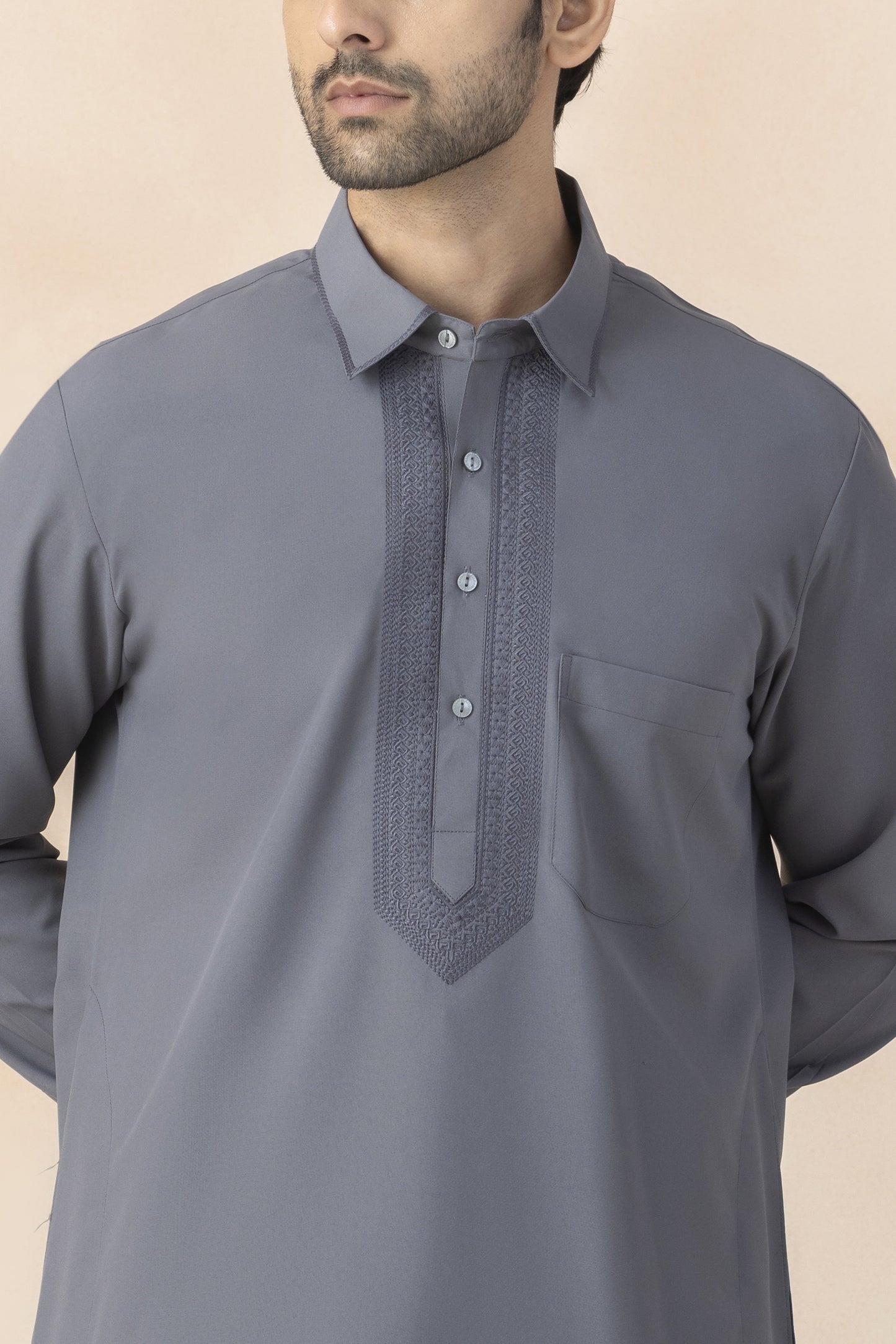 Charcoal grey pathani for men