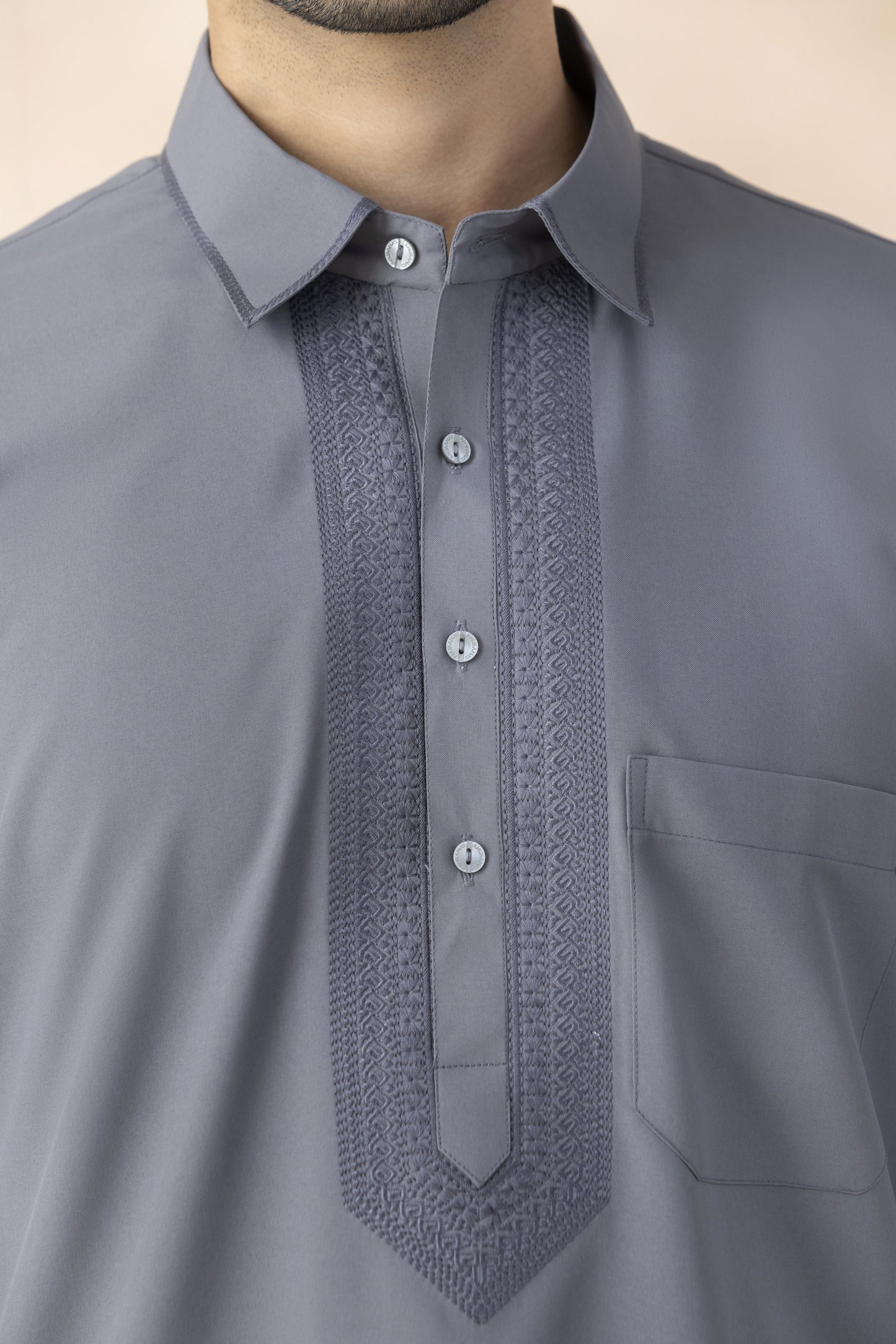 Charcoal grey pathani for men