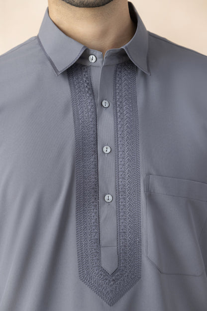 Charcoal grey pathani for men