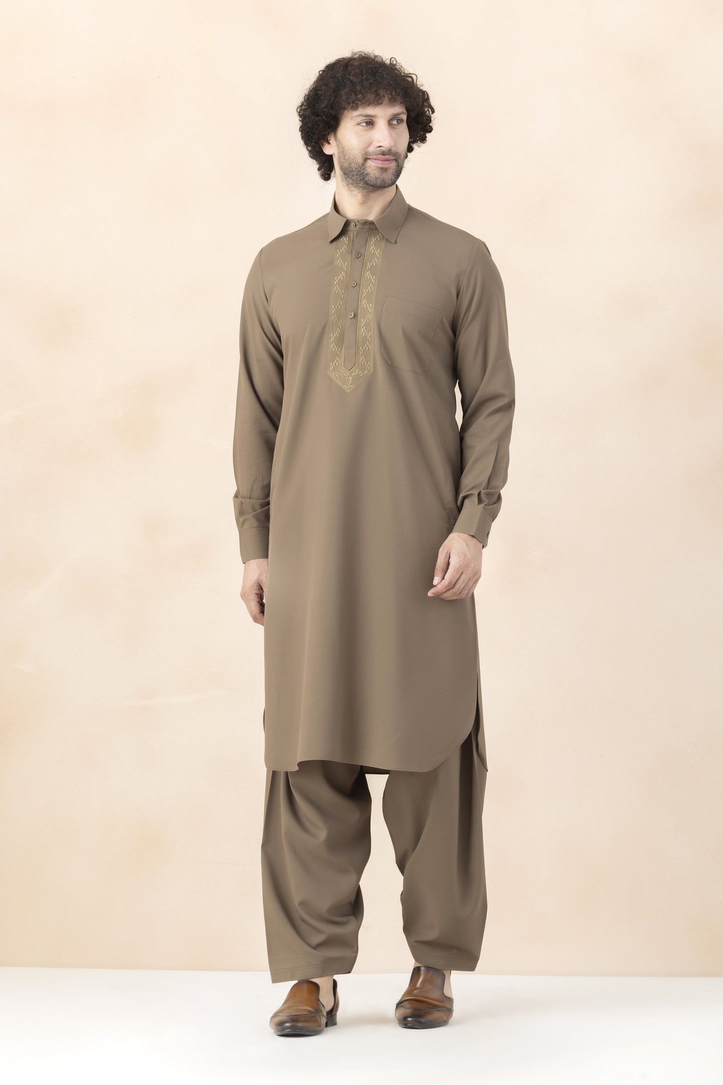 Mocha brown pathani set for men