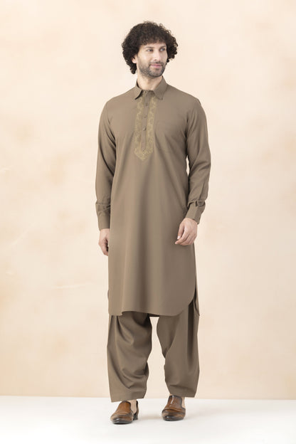Mocha brown pathani set for men