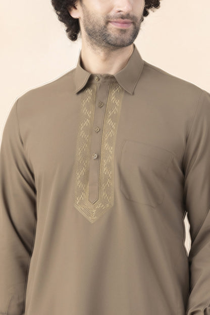 Mocha brown pathani set for men