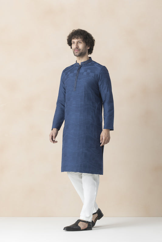 Men's Dark Blue Kurta Pyjama