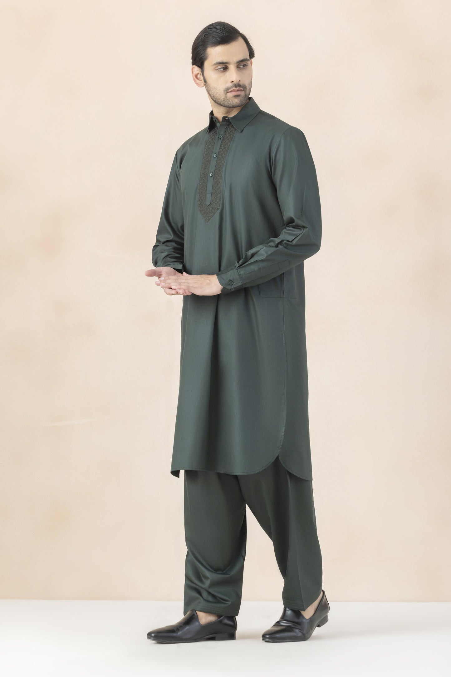Men's forest green Pathani set