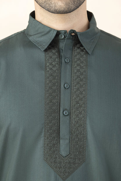 Men's forest green Pathani set