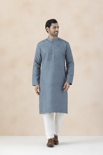 Men's Dusty Blue Kurta Pyjama