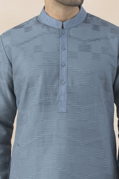 Men's Dusty Blue Kurta Pyjama
