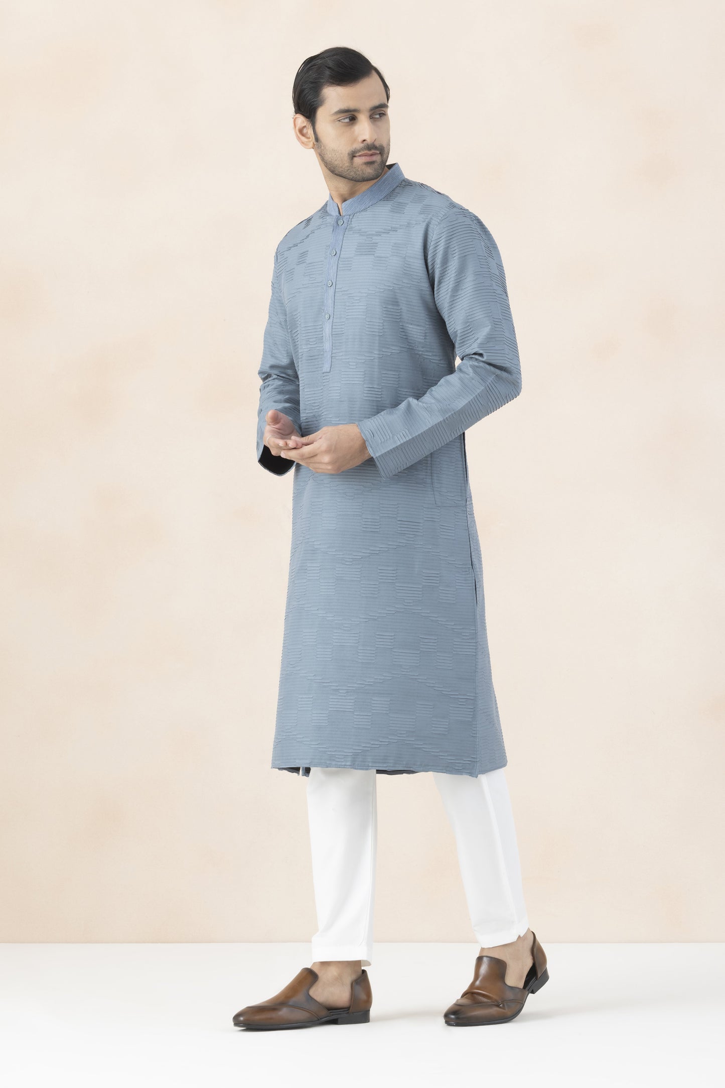 Men's Dusty Blue Kurta Pyjama