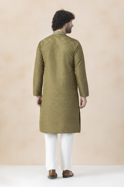 Muted olive green kurta pyjama for men