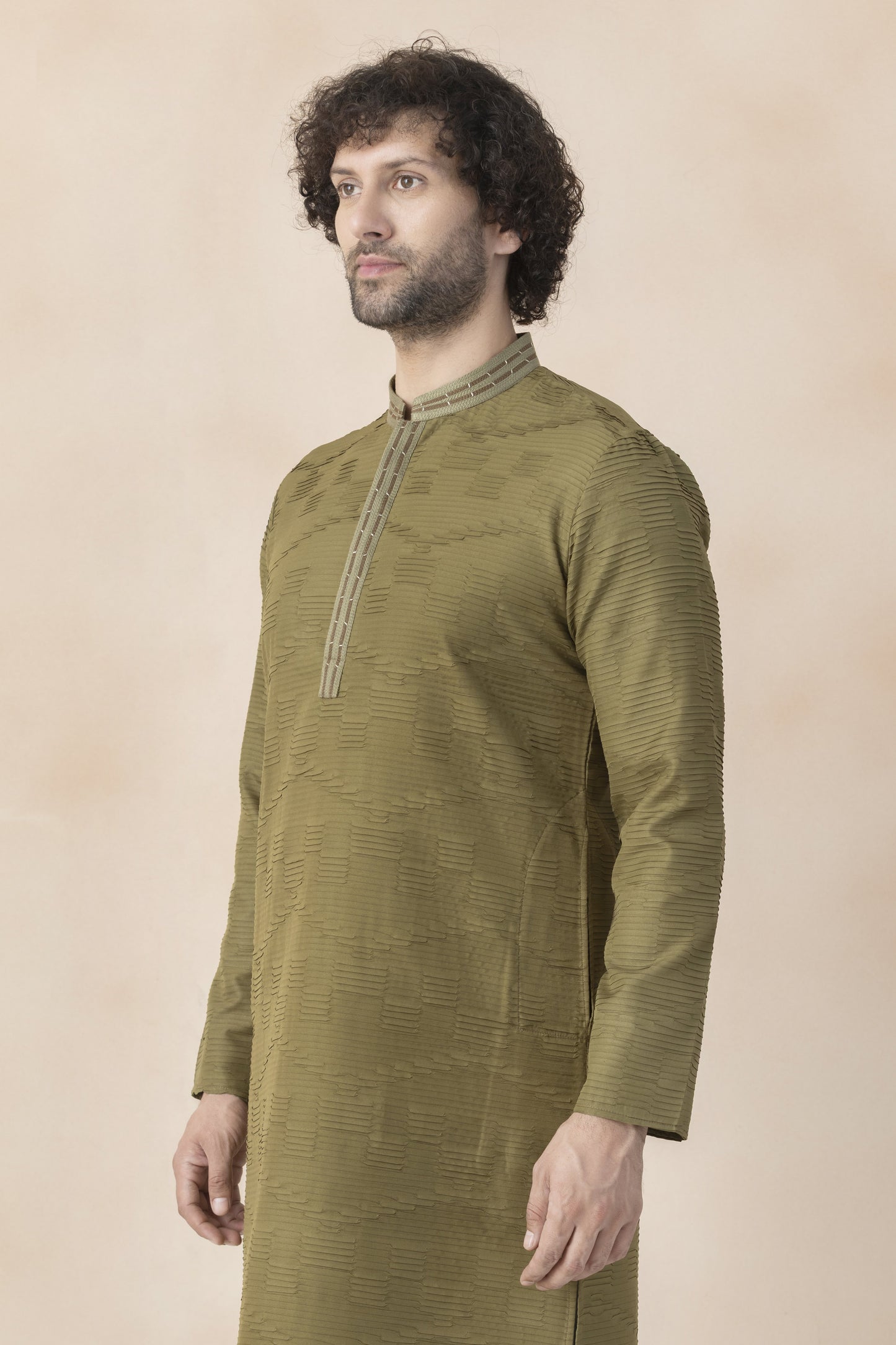Muted olive green kurta pyjama for men